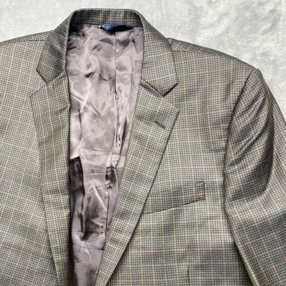 Mens Plaid Suit Jacket Brooks Brothers 44L Formal Blazer Two-Button Sport Coat